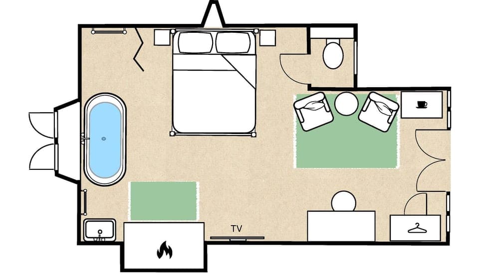 Deluxe Double Room, Ensuite, Garden View (Abbots Chambers ) | Floor plan