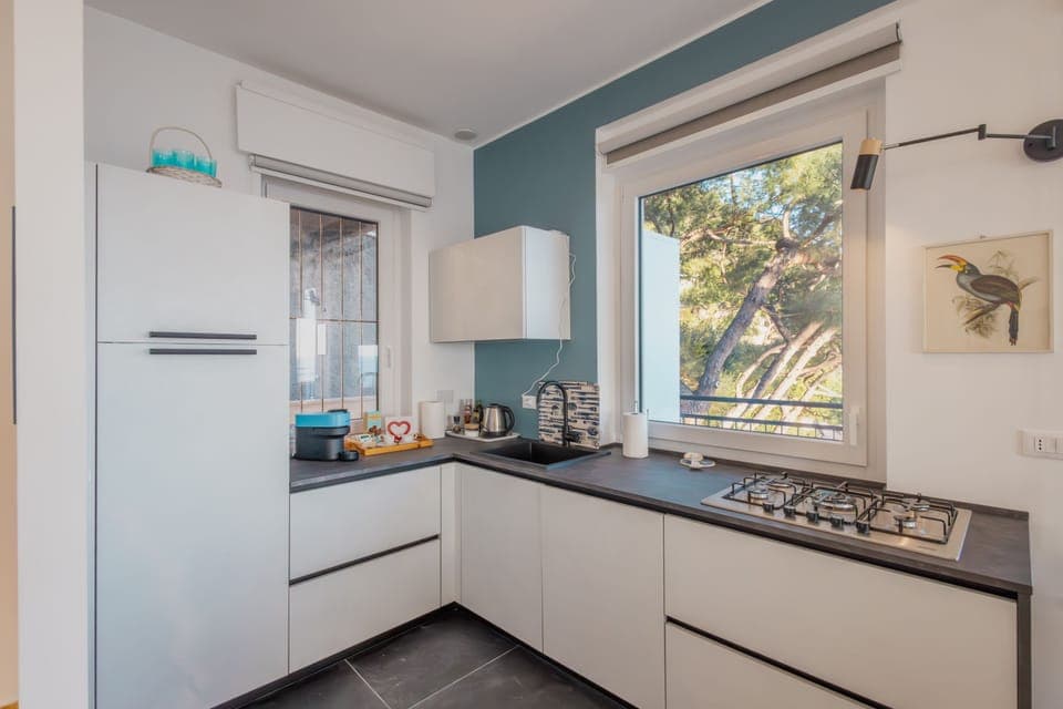 Apartment, Sea View | Private kitchen | Full-size fridge, oven, stovetop, electric kettle