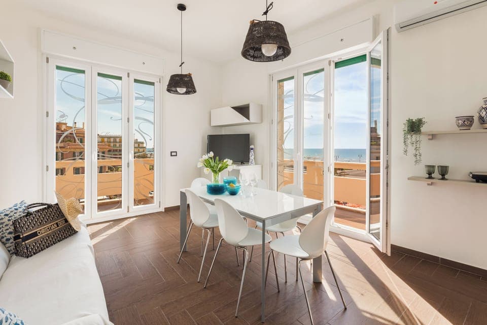 Deluxe Apartment, 3 Bedrooms, Balcony, Sea View | Living area | Flat-screen TV, DVD player