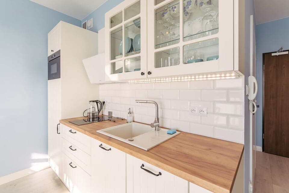 Apartment | Private kitchen | Electric kettle, toaster, highchair