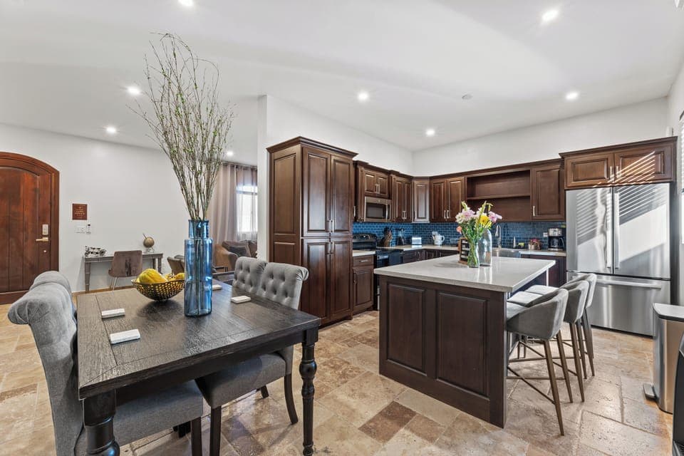 Luxury Townhome, 2 Bedrooms, Private Pool, Mountain View | Private kitchen | Full-size fridge, oven, stovetop, highchair