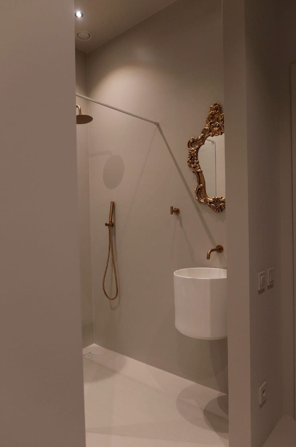 Hair dryer, slippers, towels, toilet paper