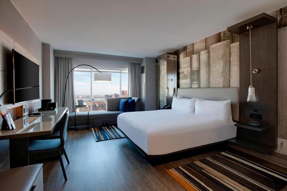Premium bedding, down comforters, pillowtop beds, in-room safe