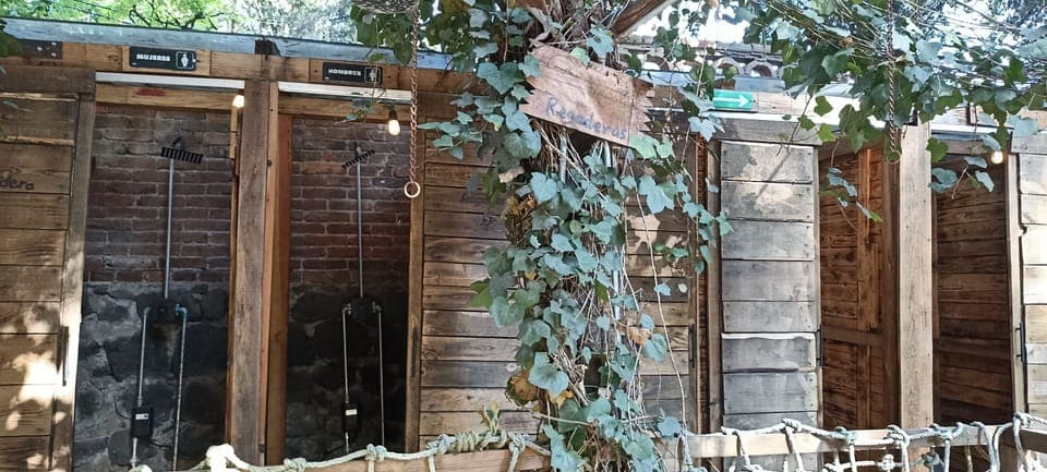 Shower, towels, soap, shampoo