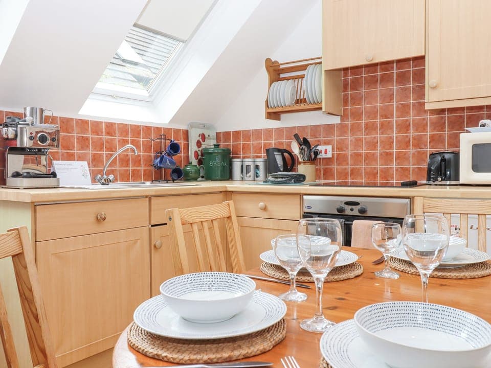 Fridge, dishwasher, cookware/dishes/utensils