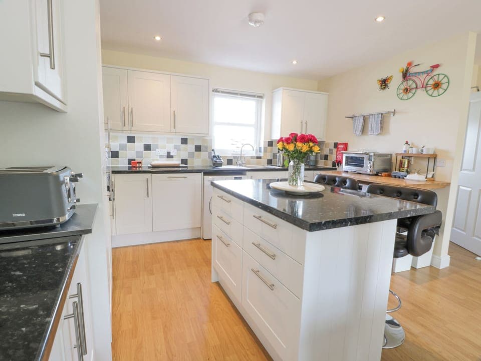 Fridge, dishwasher, electric kettle, toaster