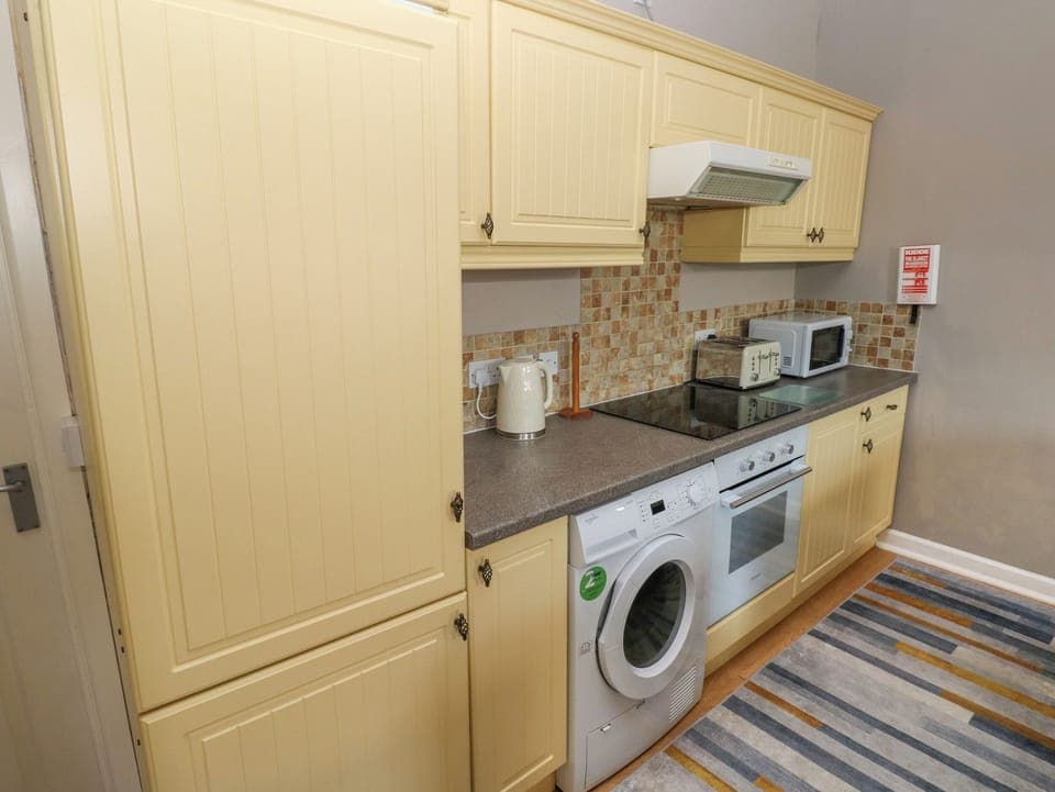 Fridge, dishwasher, electric kettle, toaster