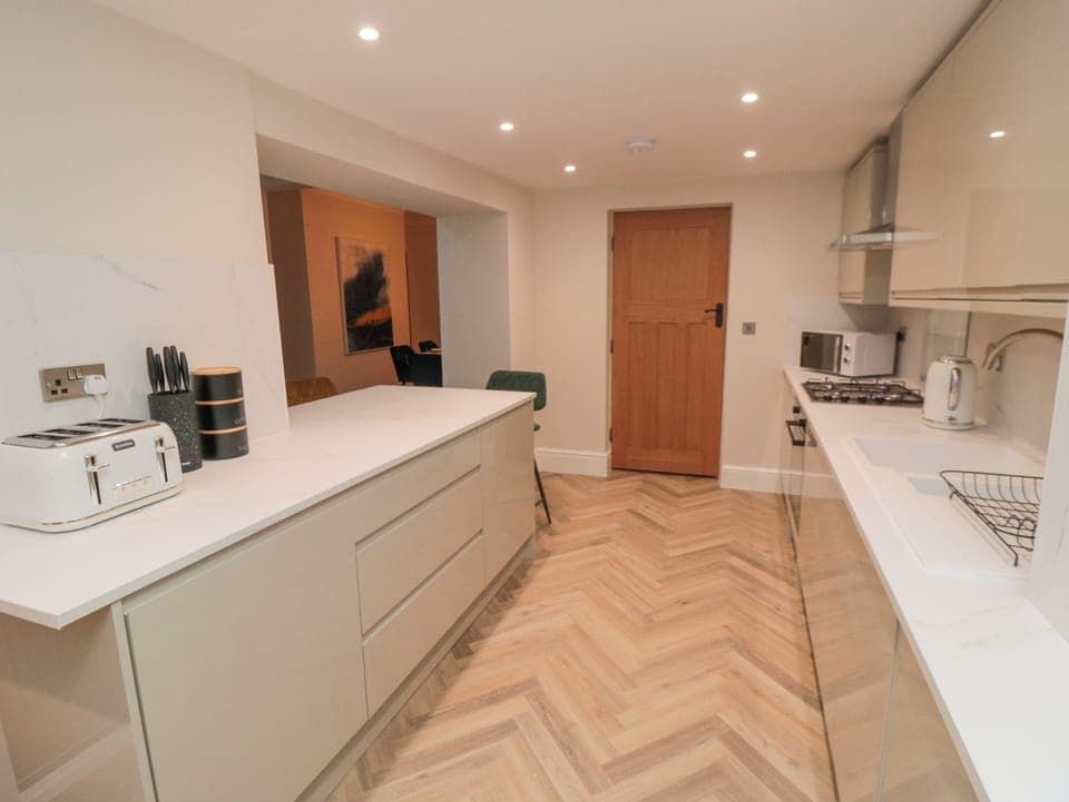 Fridge, dishwasher, electric kettle, toaster