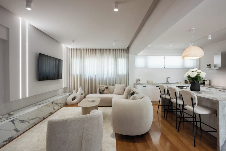 Luxury Apartment | Living area | 65-inch Smart TV with digital channels