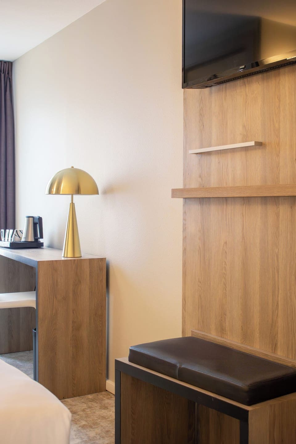 Individually decorated, individually furnished, desk, blackout drapes