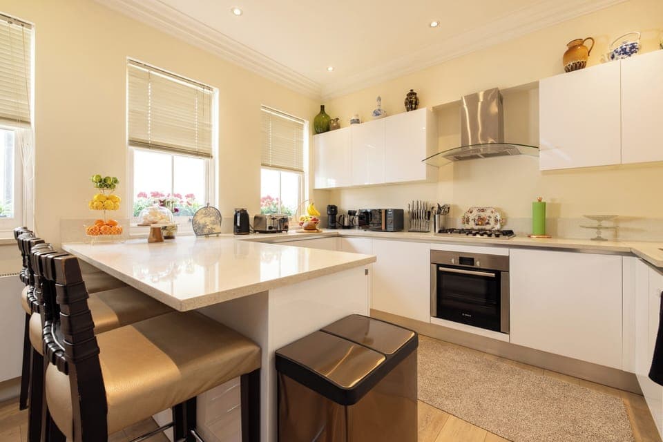 Apartment | Private kitchen | Fridge, microwave, oven, stovetop