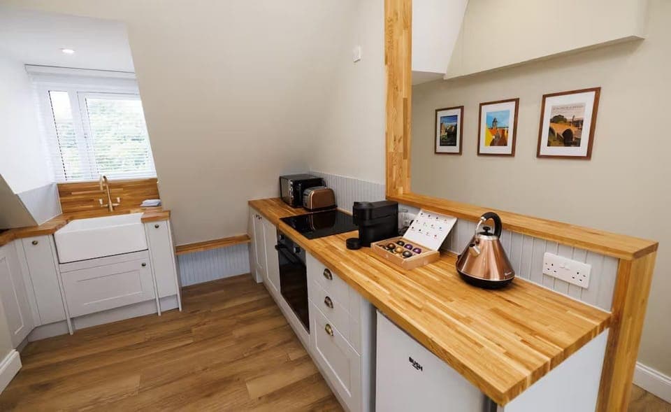 Apartment | Private kitchen | Fridge, microwave, oven, stovetop