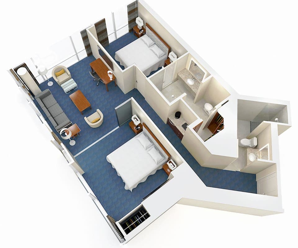 Club Room, Multiple Beds (Bedroom 1: 1 King.  Bedroom 2: 1 King) | Floor plan