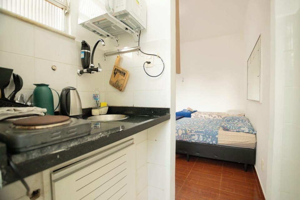 Apartment | Private kitchen | Fridge, microwave, stovetop, cookware/dishes/utensils