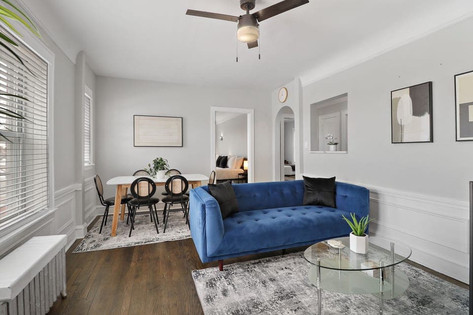 Deluxe Apartment, 2 Bedrooms | Living area | 55-inch TV with digital channels, streaming services