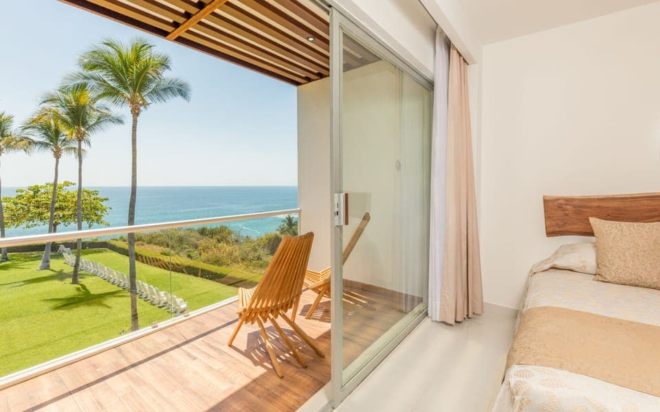 Deluxe Room, 1 King Bed, Terrace, Sea View | Premium bedding, in-room safe, desk, blackout drapes