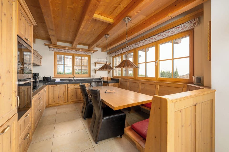 Panoramic Chalet, 4 Bedrooms, Sauna (Incl. 407 EUR cleaning fee) | Private kitchen | Full-size fridge, microwave, oven, stovetop