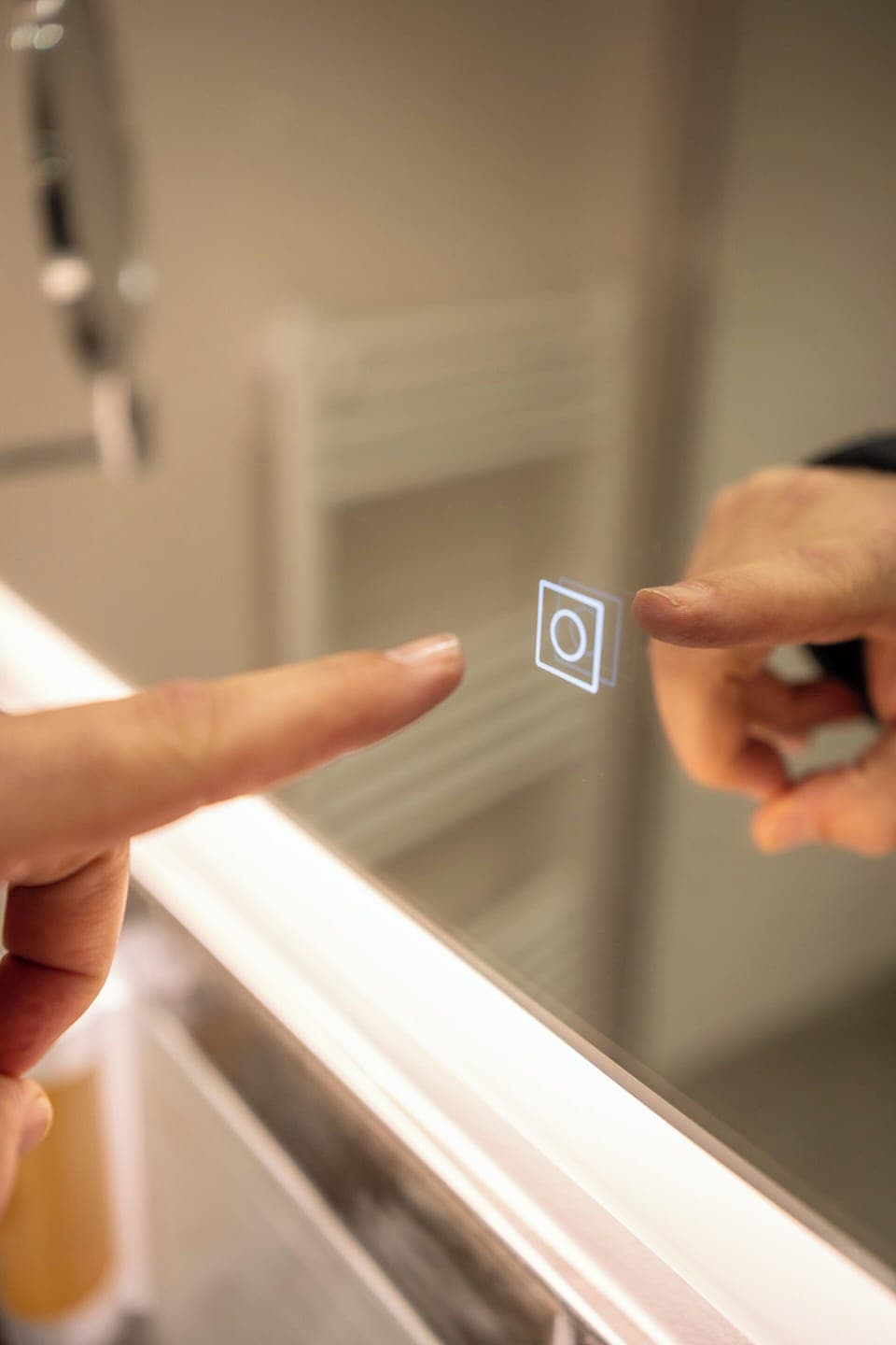 Shower, rainfall showerhead, hair dryer, towels