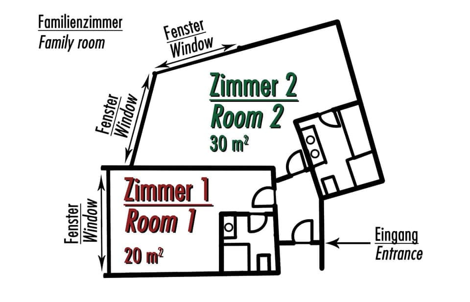 Quadruple Room, 2 Bedrooms | Floor plan