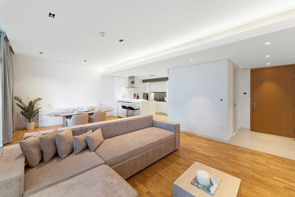 Luxury Apartment, Balcony, Sea View | Living area | 55-inch Smart TV with digital channels, Netflix, streaming services