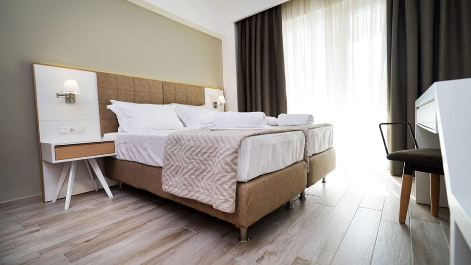 Egyptian cotton sheets, memory foam beds, in-room safe, desk