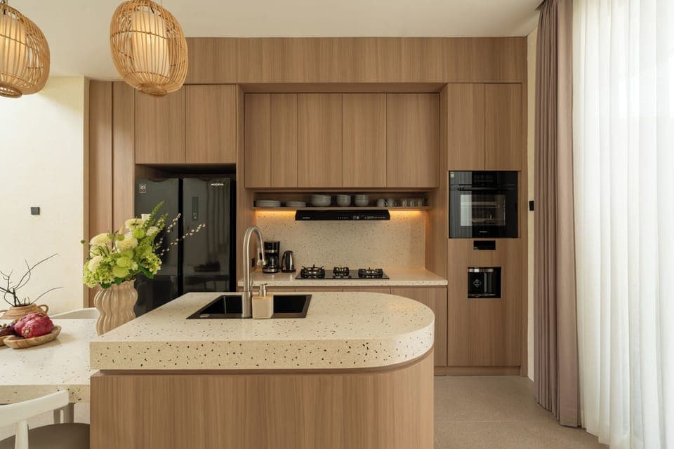 Deluxe Villa, 2 Bedrooms, Private Pool, Pool View | Private kitchen | Coffee/tea maker, electric kettle, freezer, kitchen islands