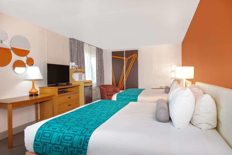 Premium bedding, desk, iron/ironing board, free cribs/infant beds