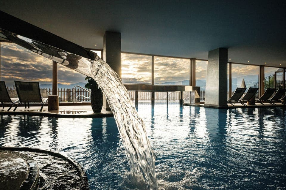 Indoor pool, outdoor pool, pool umbrellas, sun loungers