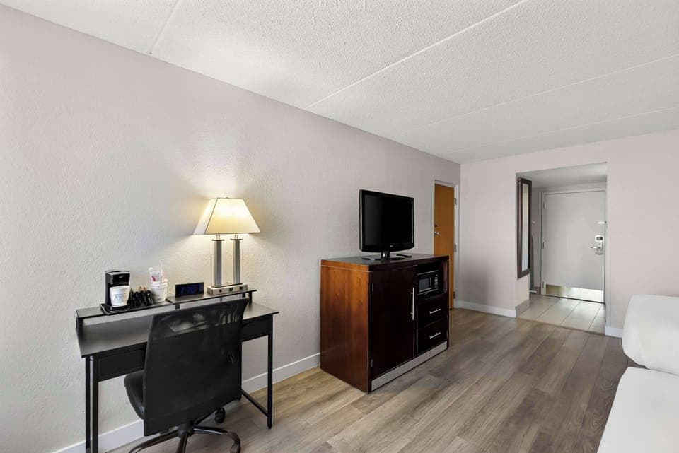 Standard Room, 2 Queen Beds, Non Smoking, Refrigerator & Microwave (1st Floor;Pet Friendly) | In-room safe, desk, laptop workspace, iron/ironing board