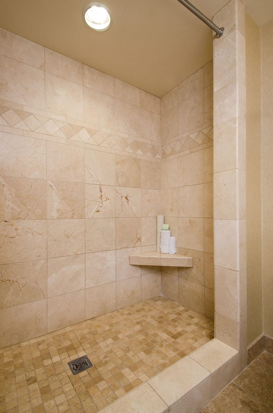 Shower, hair dryer, bathrobes, towels