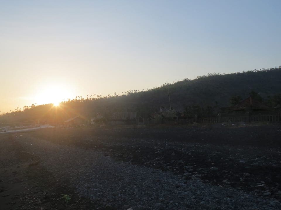 On the beach, fishing