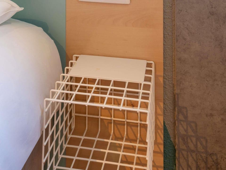 Desk, laptop workspace, blackout drapes, soundproofing