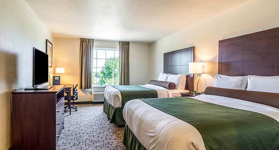 Room, 2 Queen Beds, Non Smoking | Premium bedding, in-room safe, desk, laptop workspace