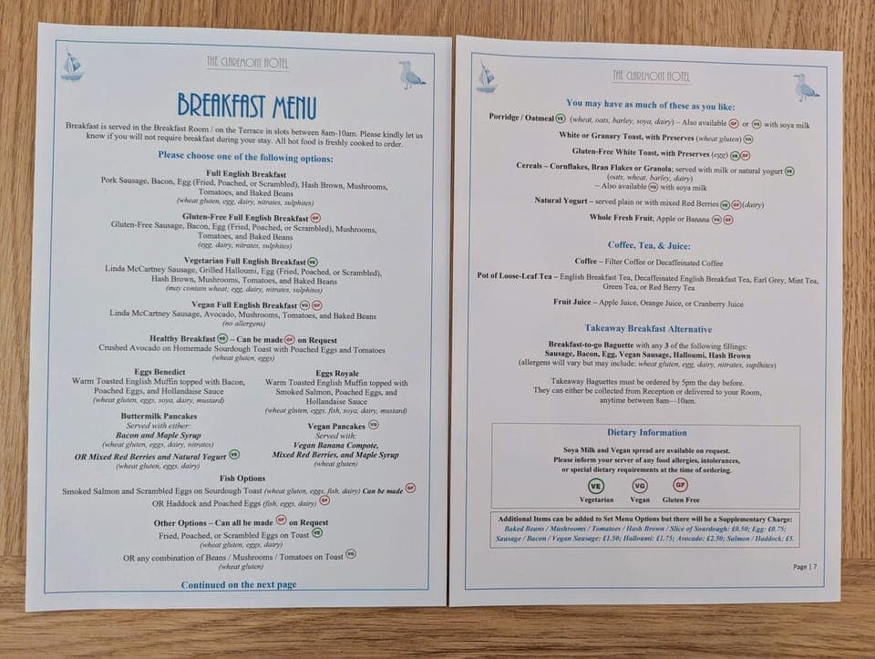 Free daily full breakfast