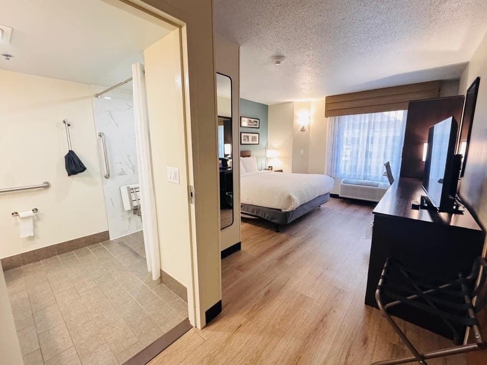 Room, 1 King Bed, Accessible, Non Smoking | In-room safe, desk, laptop workspace, blackout drapes