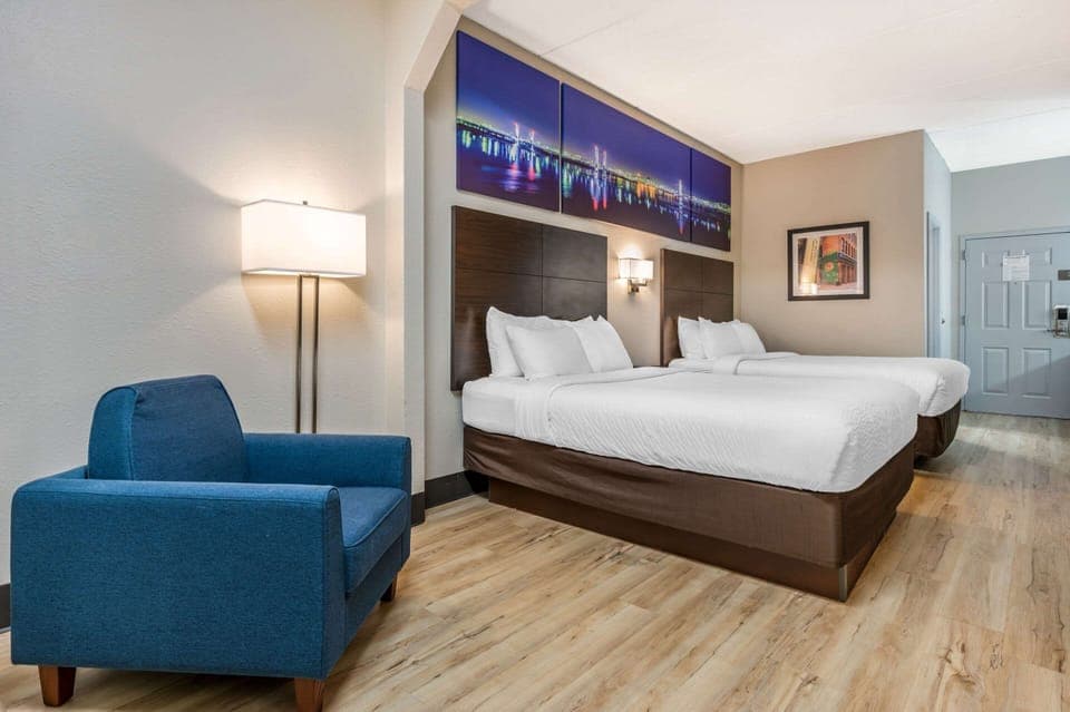 Room, 2 Queen Beds, Non Smoking | Premium bedding, pillowtop beds, desk, iron/ironing board