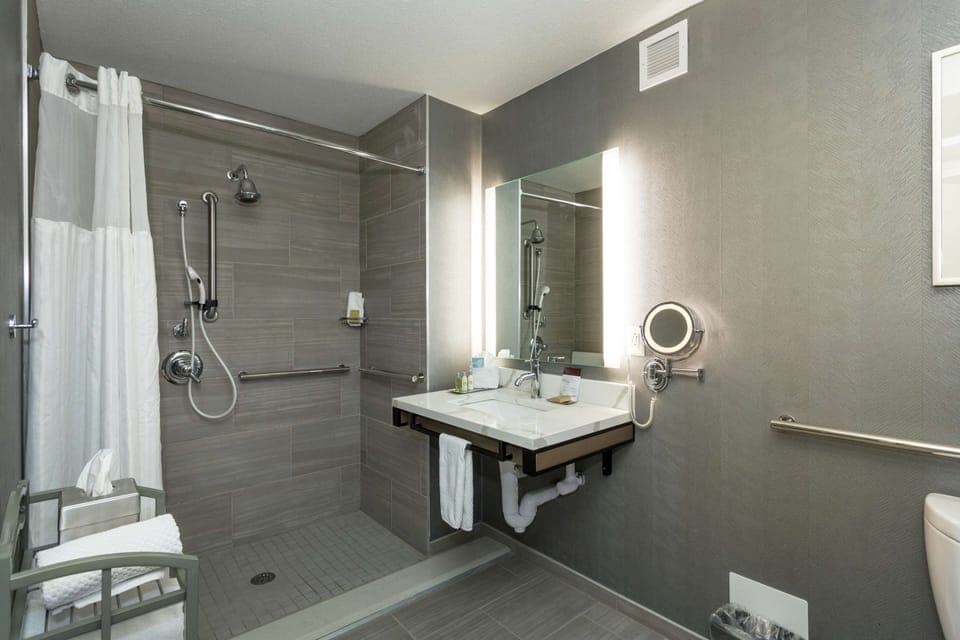 Room, 1 King Bed, Accessible, Non Smoking (Rollin Shower & Hearing) | Bathroom shower