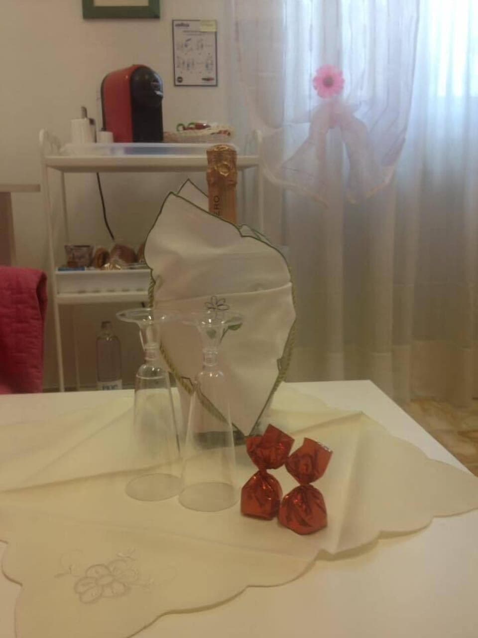 Desk, free WiFi, bed sheets