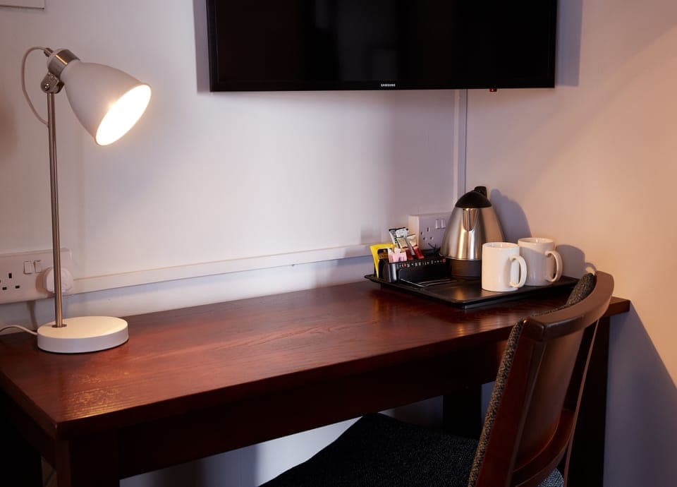 Desk, blackout drapes, iron/ironing board, free WiFi