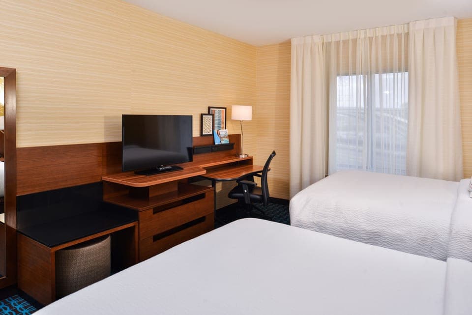 Room, 2 Queen Beds, River View | Premium bedding, in-room safe, desk, blackout drapes