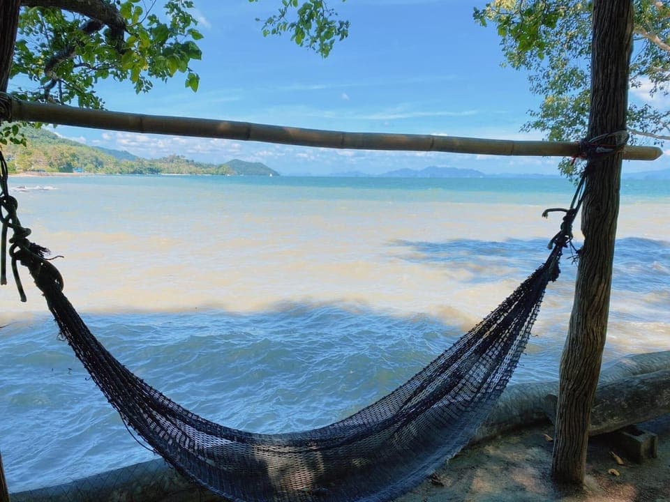 On the beach, kayaking