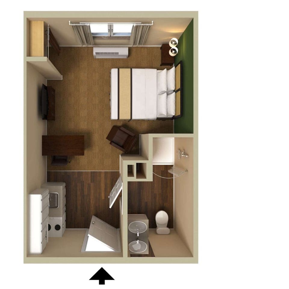 Desk, free WiFi, bed sheets