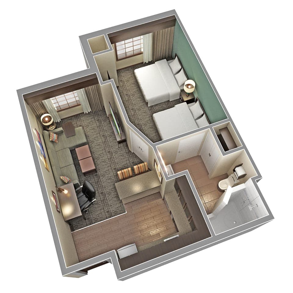 In-room safe, desk, laptop workspace, iron/ironing board