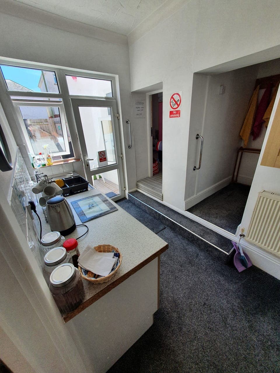 Shared fridge, microwave, coffee/tea maker, electric kettle