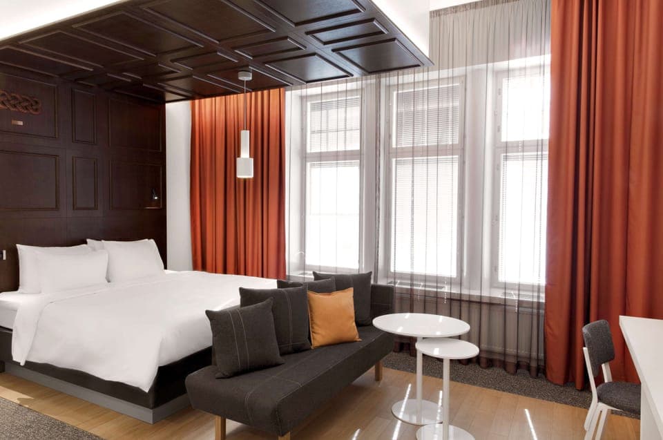 Premium bedding, down comforters, memory foam beds, in-room safe