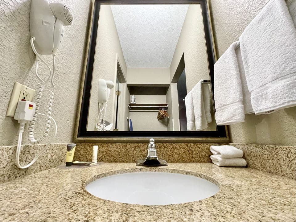 Free toiletries, hair dryer, towels