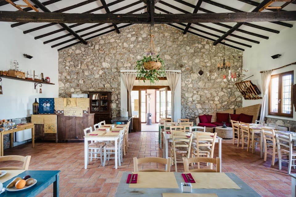 Dinner served, Italian cuisine, garden views 