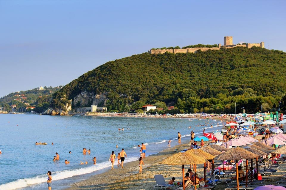 On the beach, white sand, beach bar