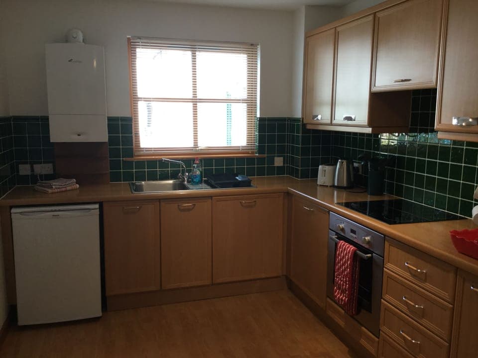 Two-Bedroom Apartment | Private kitchen | Full-size fridge, microwave, oven, stovetop