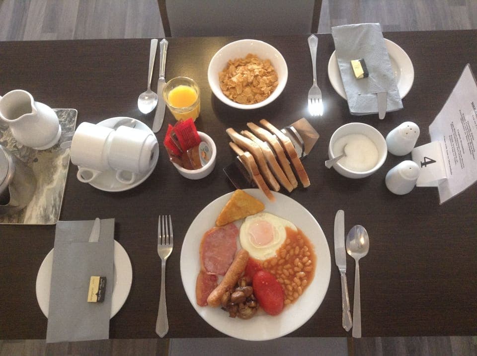 Daily English breakfast (GBP 12 per person)